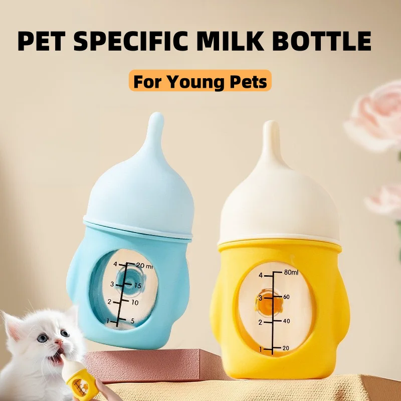 

20/80ML Small Pet Feeding Bottle Puppy Kitten Feeding Bottle Cat Dog Feeder Cat Baby Nursing Water Milk Feeder Drinking Bottle