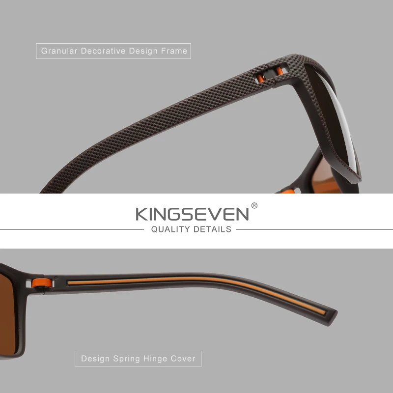 KINGSEVEN Sonnenbrille Spiegellinse für Männer Polarisiertes Licht UV400 Augenschutz Erwachsene Vollformat-Rechteckbrille