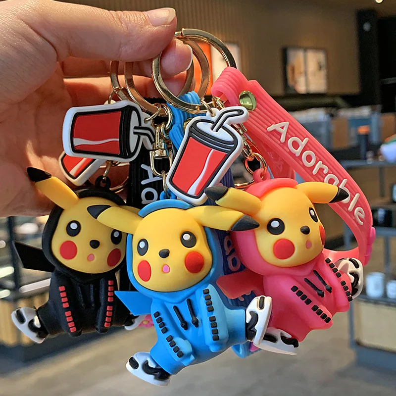 Minso  Three-dimensional figurine Pikachu avocado keychain pendant, children's bag gift key chain pendant