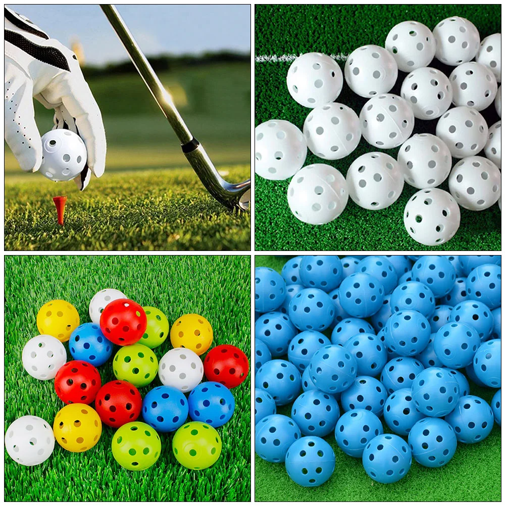 Bolas de golfe profissional, prática bola, fluxo de ar, plástico, exterior Picklebal, golfe, colorido, 50 pcs