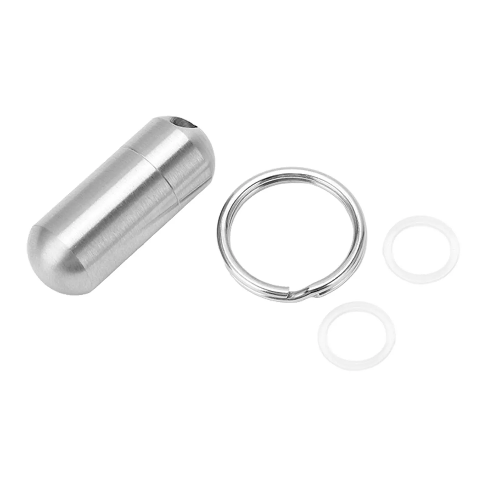 Portable Medicine Bottle Stainless Steel Waterproof Small Capsule Case Storage Container with Keychain Portable Capsule Keychain