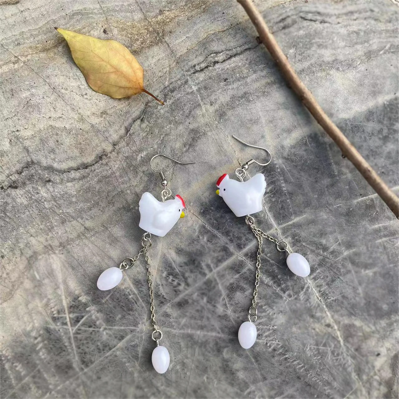 أقراط بيض الدجاج الخاصة ، راتنج ثلاثي الأبعاد ، مثير ، زوج واحد