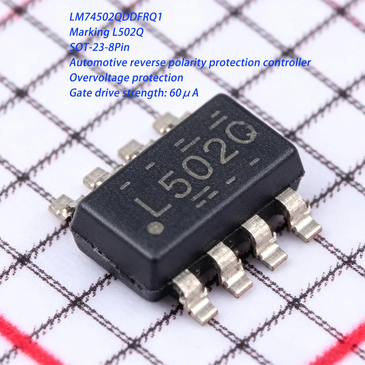 10PCS LM74502QDDFRQ1 Marking L502Q SOT-23-8Pin 3.2V to 65V NEWoriginal IC chip Automotive reverse polarity protection controller