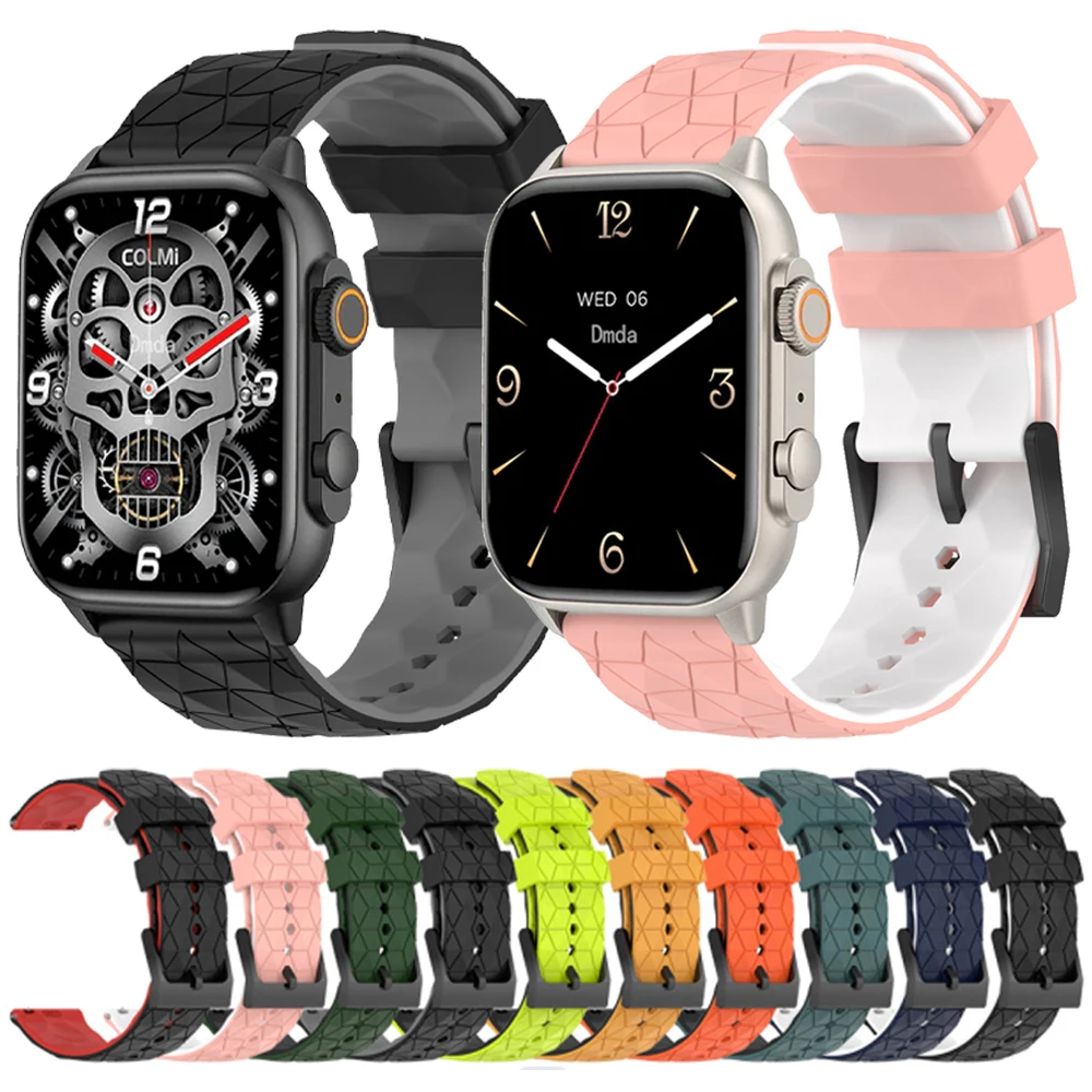 Football Pattern Two-tone Silicone Strap for COLMI C81/P71/M42 Sports Wristband for COLMI V70/V68/C61/P73/I31/P28 Plus Watchband