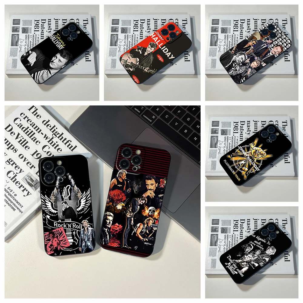 For IPhone 15 Johnny Hallyday Skullies Phone Case for IPhone 12 13 14 Pro XR XS MAX 14 Plus SE 13 Pro Iphone Black Covers