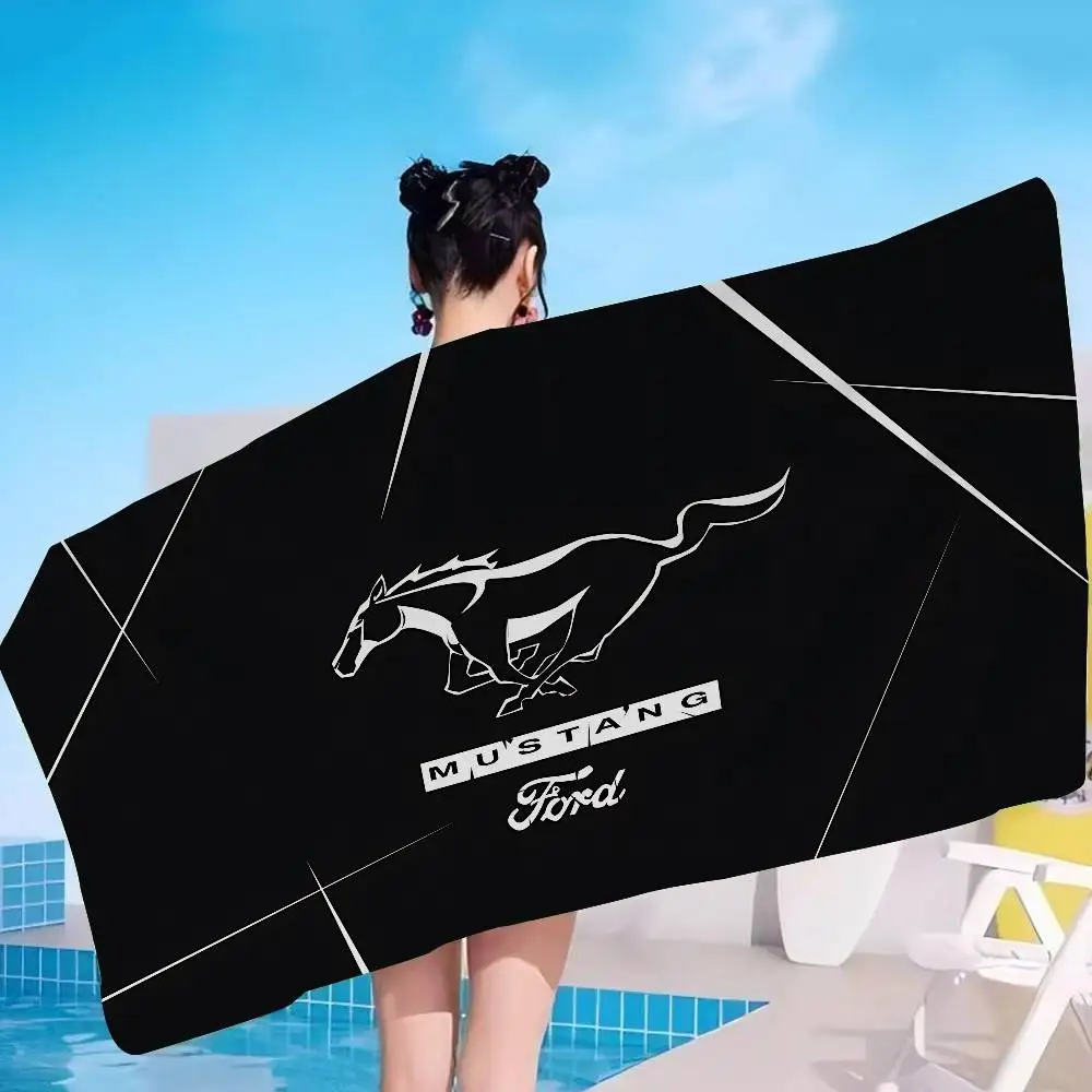 F-Ford Car M-Mustang Microfiber Printed Beach Towel Mountain Climbing Yoga Beach Swimming Running Absorbent Soft Towel