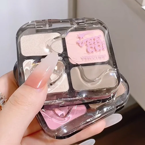 VEECCI Paleta de maquiagem para contorno facial, iluminador de longa duração, pó fosco, sombra para os olhos do nariz, cosméticos