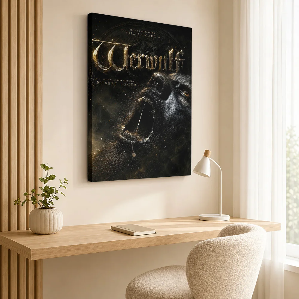 Werwulf Movie Concept Canvas Print Customized Photo Expressive Brushwork Wall Art For Film Screening Room, Cinema Lover Gift