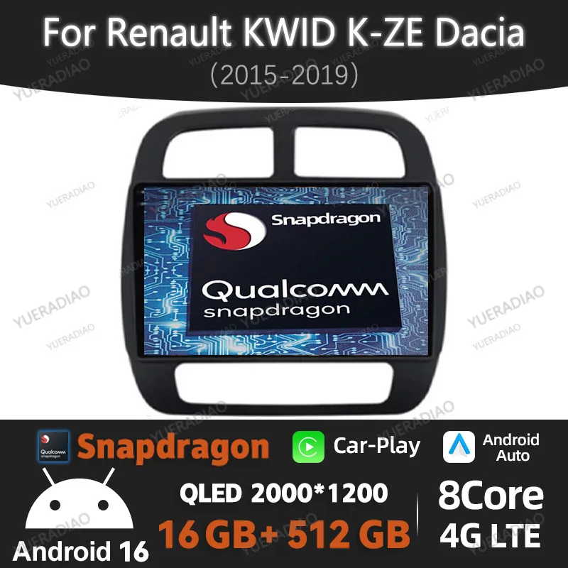 Android 16 Carplay Auto For Renault KWID K-ZE Dacia Spring 2015 - 2018 2019 Car Radio Multimedia Video Player GPS NAVI 4G WIFI
