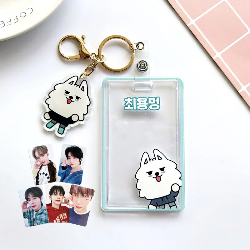 2Pcs/Set KPOP Soobin Beomgyu Card Holder Keychains LOMO Cards Yeonjun Taehyun Photos Diaplay Acrylic Cards Case Fans Collection