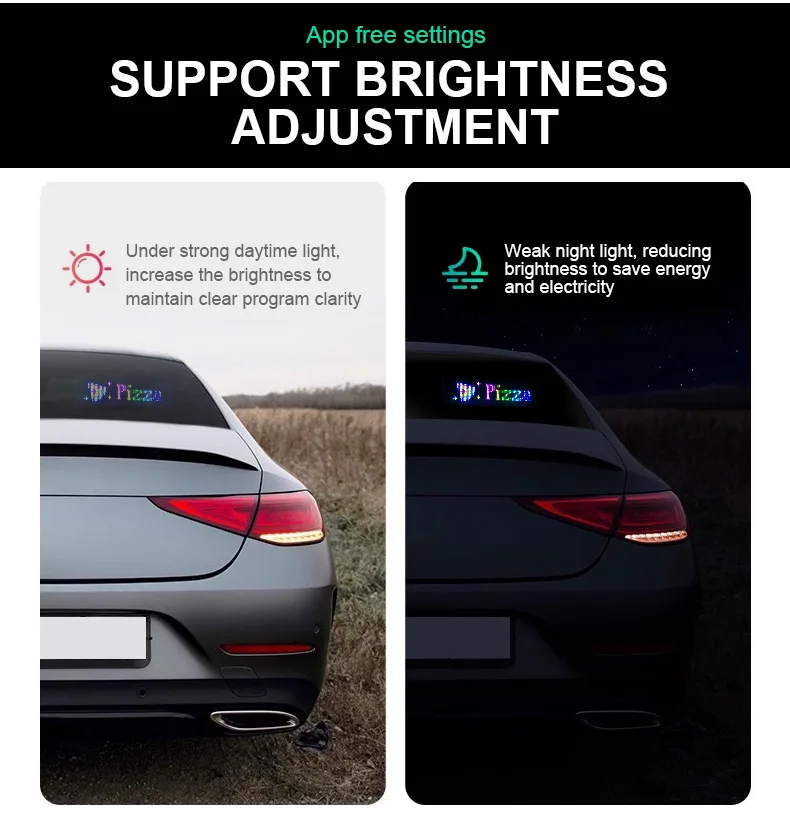 Multifunktionales helles Devil Eyes LED-Licht für die Windschutzscheibe des Autos, flexibel, programmierbar, Scroll-LED-Anzeige, Bluetooth-APP-Steuerung – Detail 10
