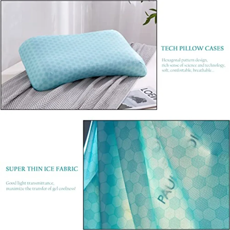 Cooling Gel Pillow, Memory Foam Cooling Gel Pillow, Cooling Orthopedic Memory Foam Pillow for Side Back Stomach Sleeper, A Rela