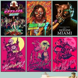 Hotline Miami 1 2 Hot Video Game Poster DIY Vintage Movie Poster Wall Art Painting Study Stickers Small Szie Wall Painting