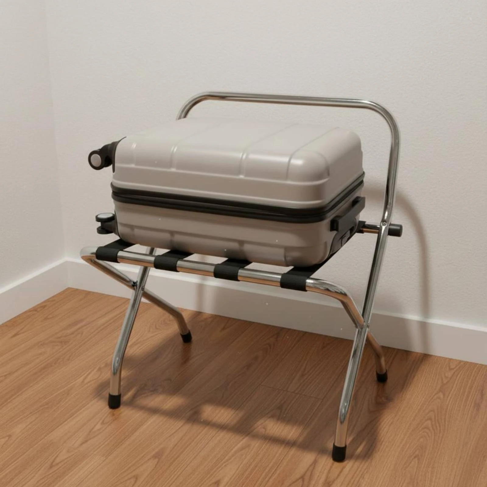 Stainless Steel Luggage Rack Foldable Stainless Steel Luggage Stand Portable Suitcase Stand Rust Resistant Travel Storage Sturdy