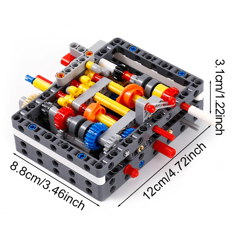 MOC 135 個超コンパクト 8 + N + R スピードシーケンシャルモデルビルディングブロックギア速度伝達ギアボックステクニカルレンガのおもちゃ