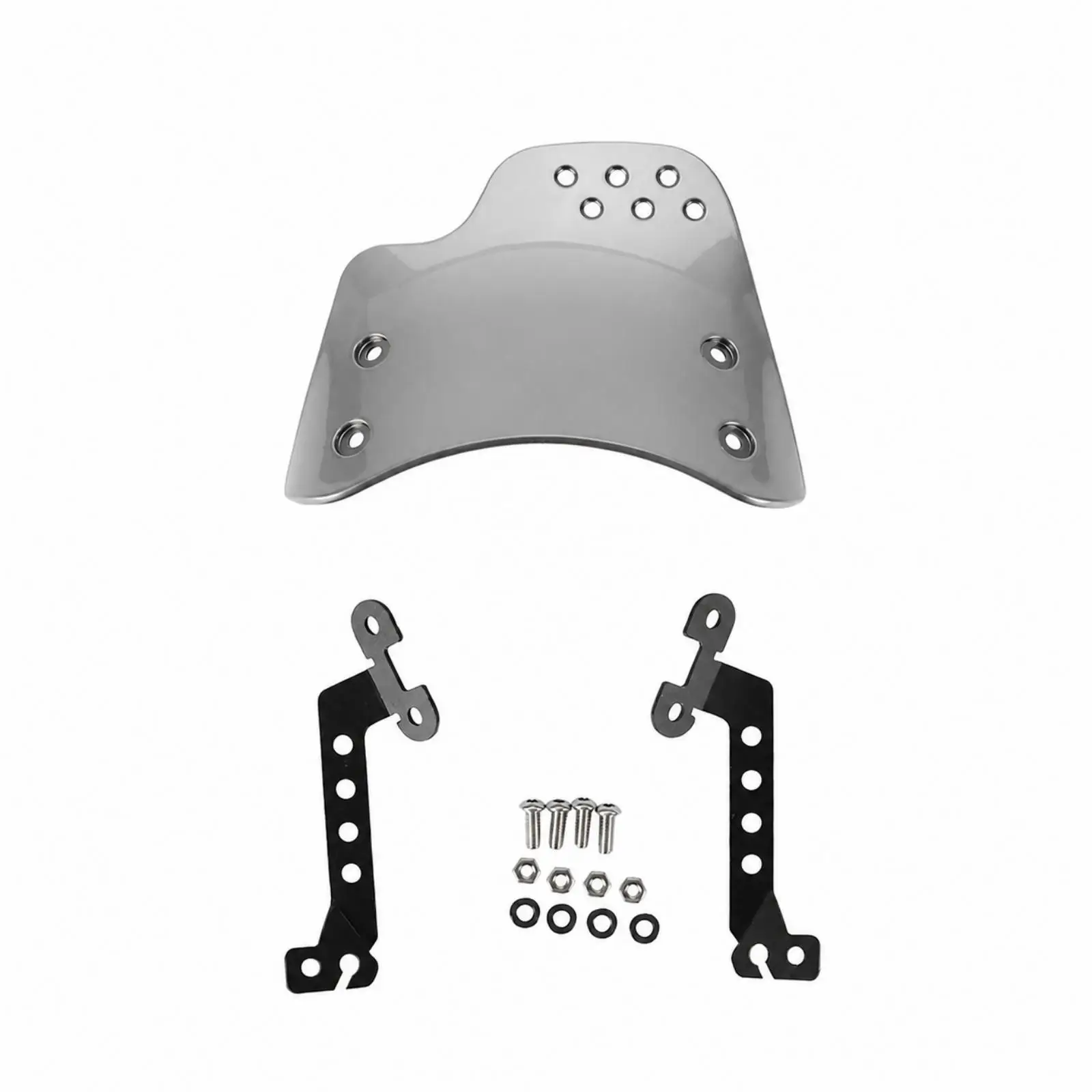 Compact Bike Windscreen for Ducati with Raised Center Translucent Finish Iron Brackets Included for Urban Riding Airflow Control