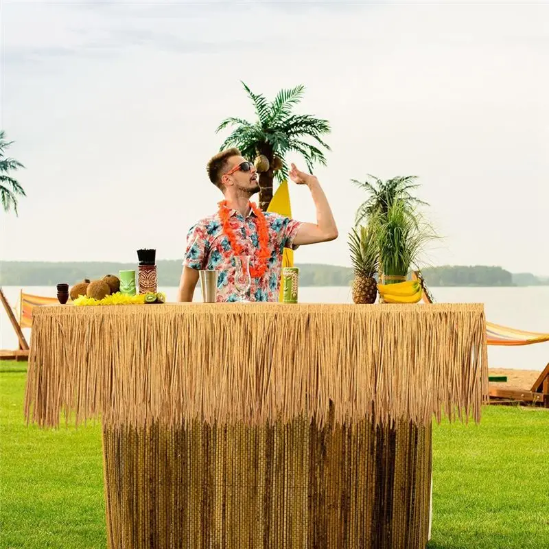2Pcs Mexican Style Artificial Palm Thatch Roof Rolls For Outdoor Hawaiian Party Decor For Tiki Bars, Parties, Gardens & Fences