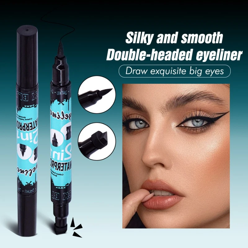 

Black Liquid Eyeliner Pen Waterproof Eyeliner Pen Dual-Tip Stamp 2-in-1 Gorgeous and Alluring Eye Makeup Template