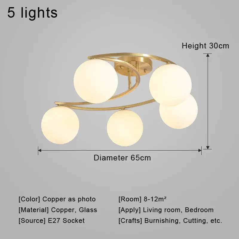 Creatieve plafondhanglamp Noordse kroonluchter Led-lamp Woonkamer Glas Lichtpunt Home Decor Slaapkamerverlichting - afbeelding 1