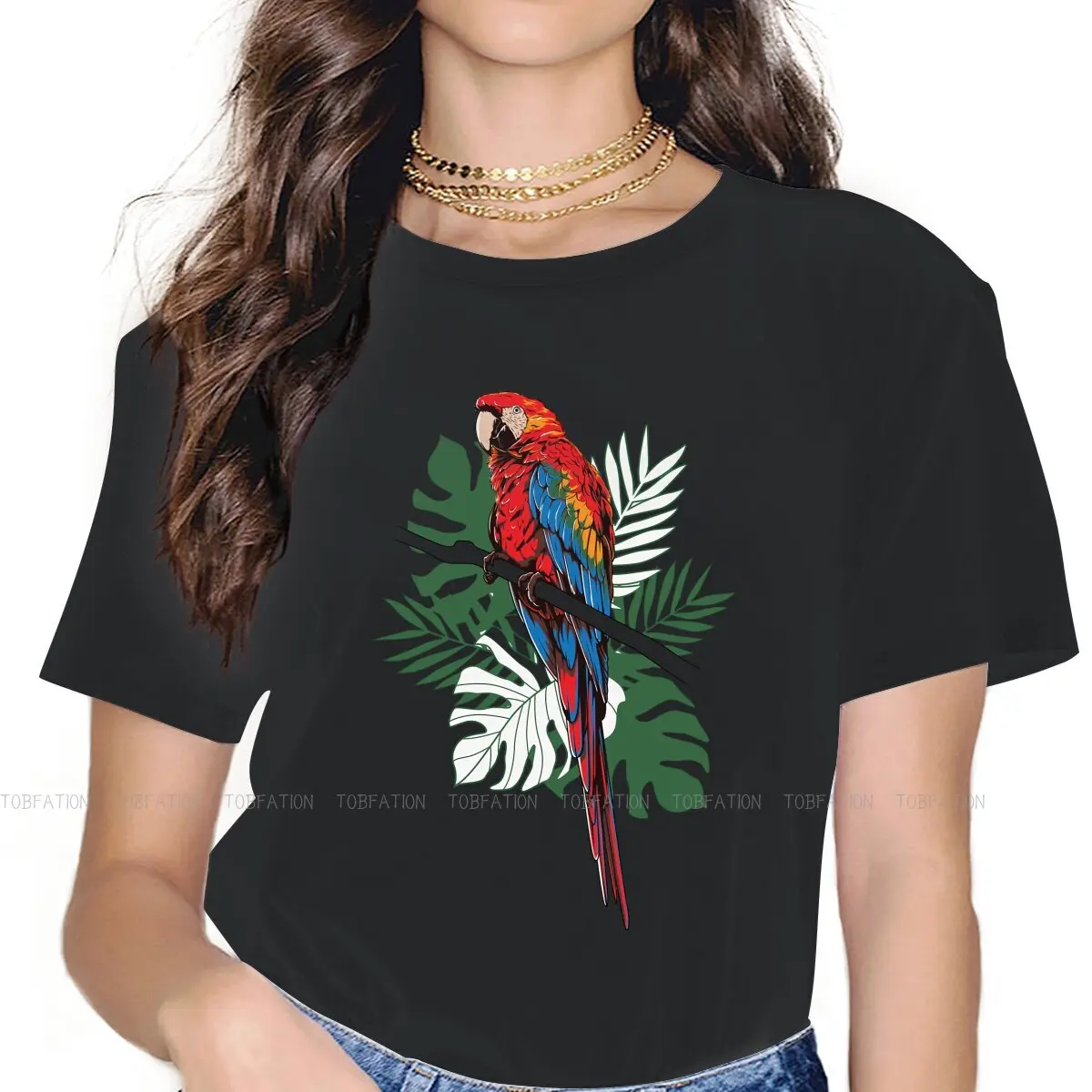 Scarlet Ara Costa Rica Klassische frauen T-shirt Papagei Tier Mädchen Grafik Tops Baumwolle Weibliche T-shirt 5XL Lustige Mode geschenk