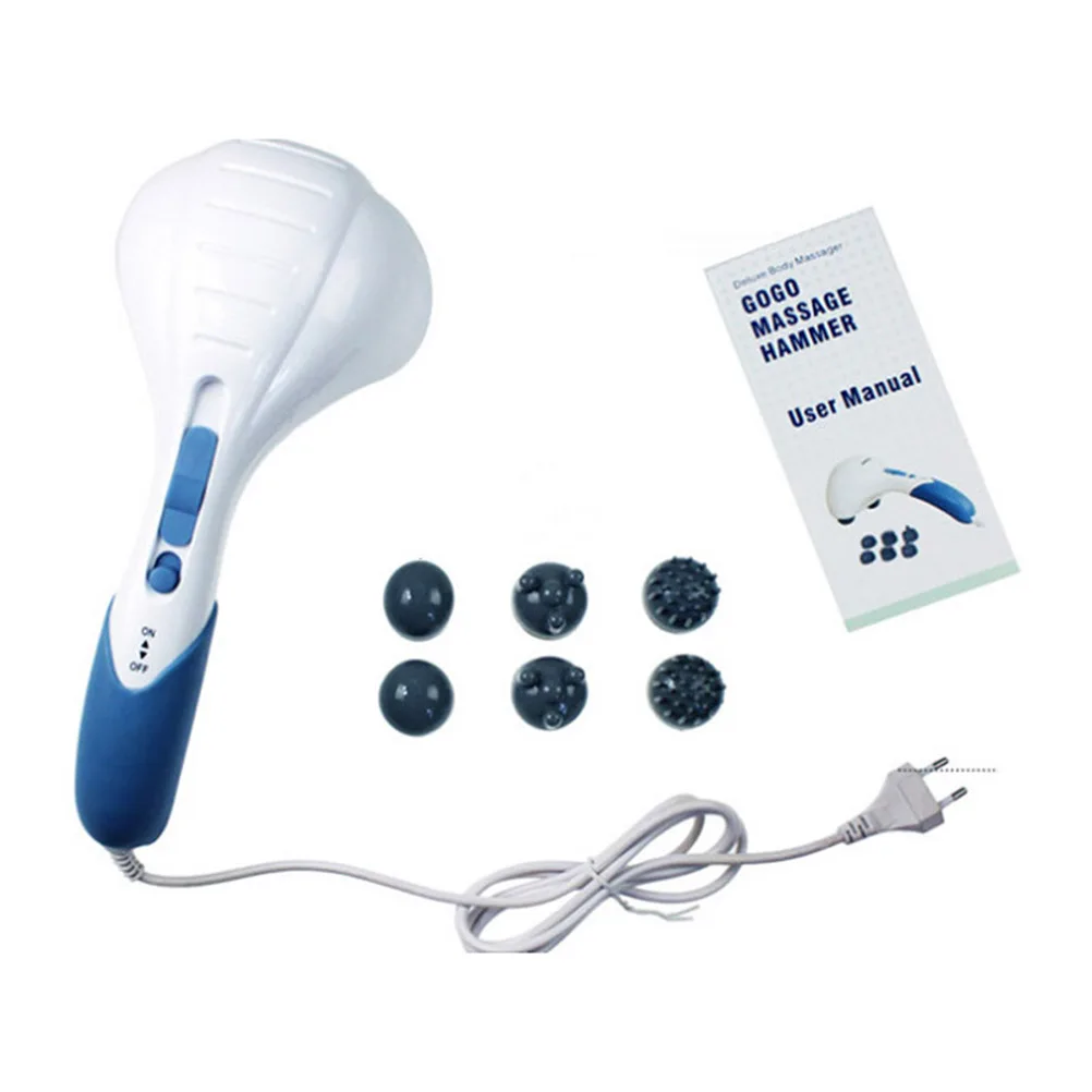 

Мощное ручное электрическое массажное устройство с двойной головкой, европейская вилка, белое, для снятия напряжения всего тела, успокаивающий мязы, подарок