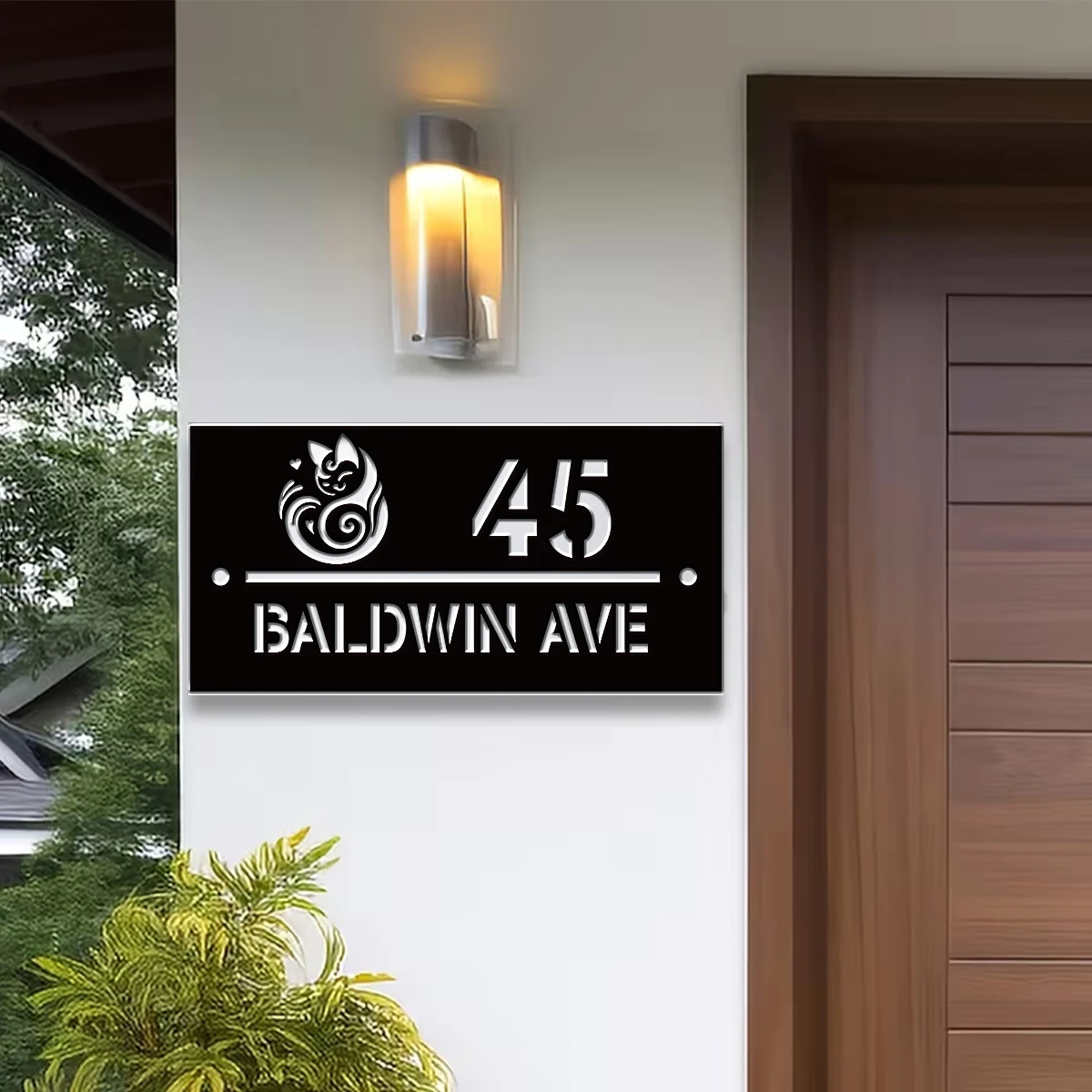 1Pc Custom Creative Kitten Number&Text Acrylic House Number Door Street Sign Plaque,Home Room Garden Decor,Birthday Wedding Gift