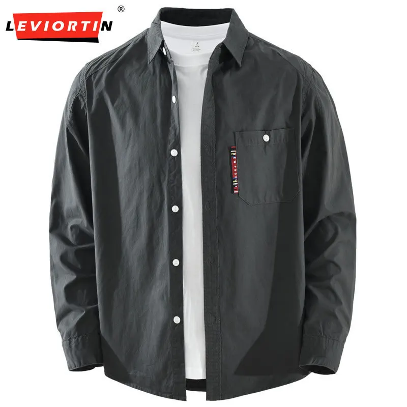 

Весна и осень 202, модная японская рабочая одежда, рубашка с длинными рукавами, мужская модная универсальная художественная повседневная свободная рубашка