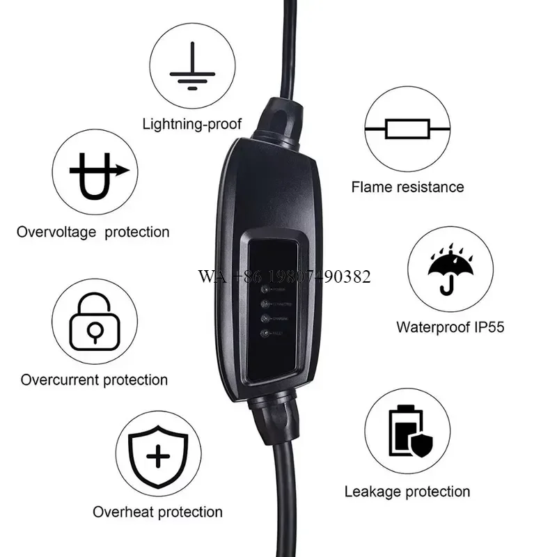 wmwmnu for Duosida 16A EV Charger 1 J1772 Portable Vehicle Charging Cable with NEMA 6-20P Power Plug for Home