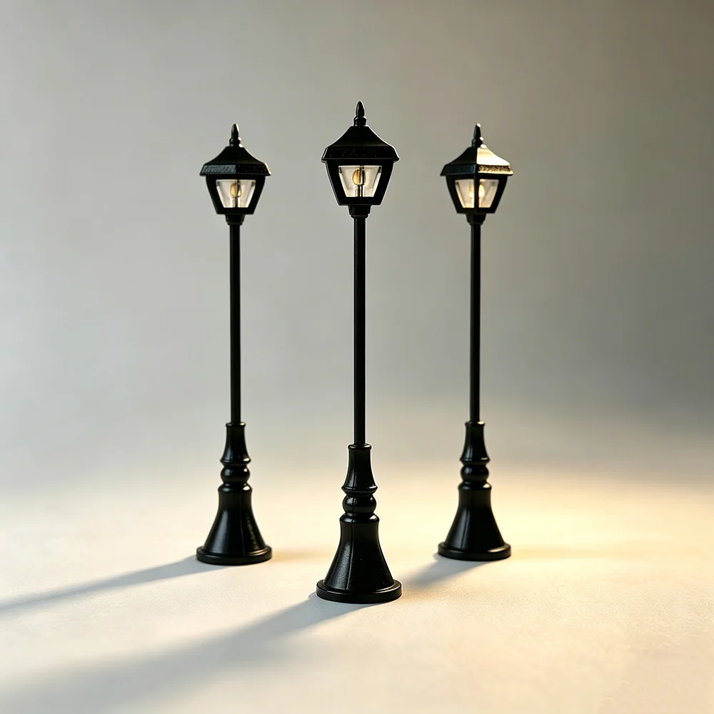 3Pcs/lot Miniature 12V Street Lamp Model Simulated Courtyard Lighting Materials DIY Micro Sand Table Scene Diorama Accessories