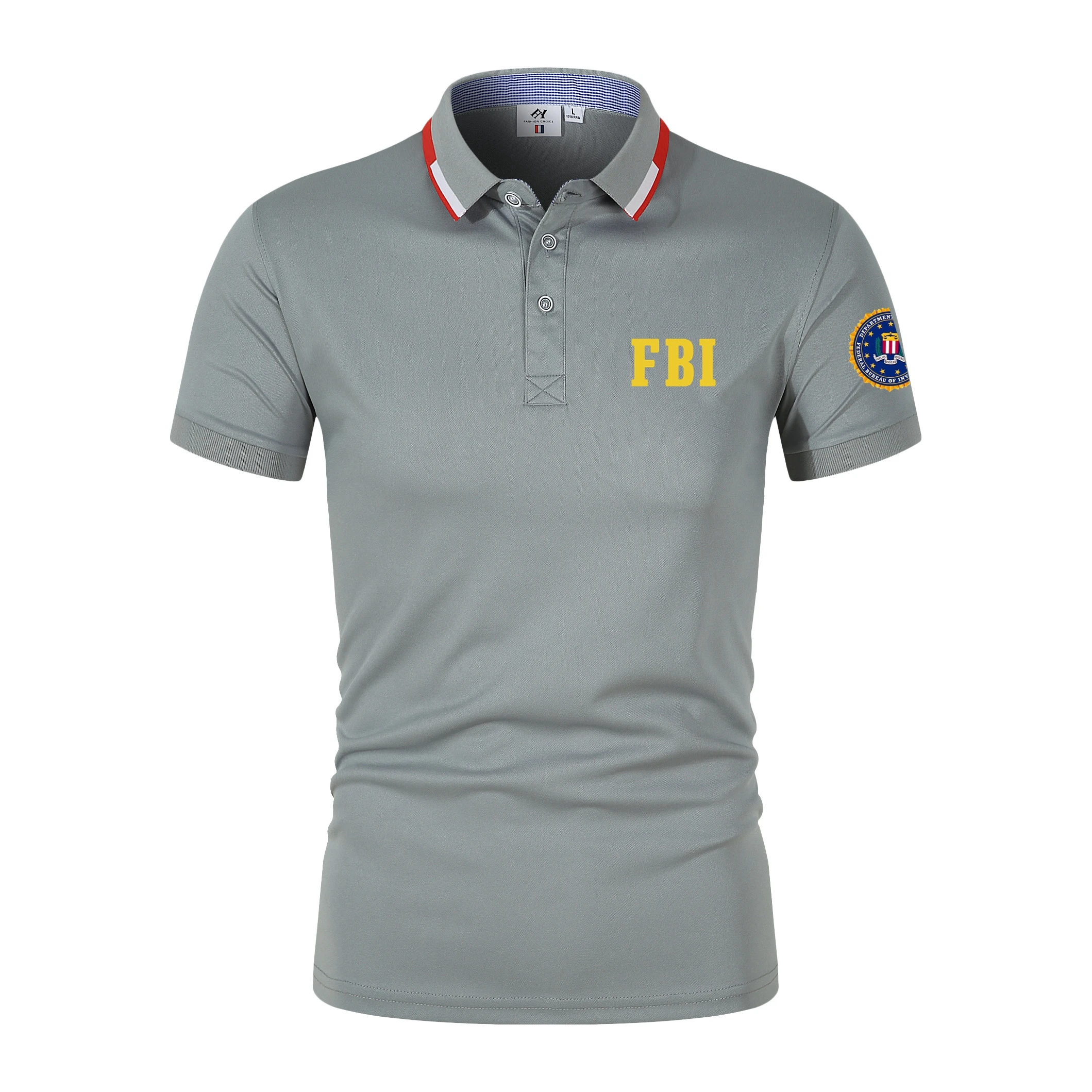 FBI New Men\'s Business Casual POLO Short Sleeved Smooth and Wrinkle Resistant Comfortable Top