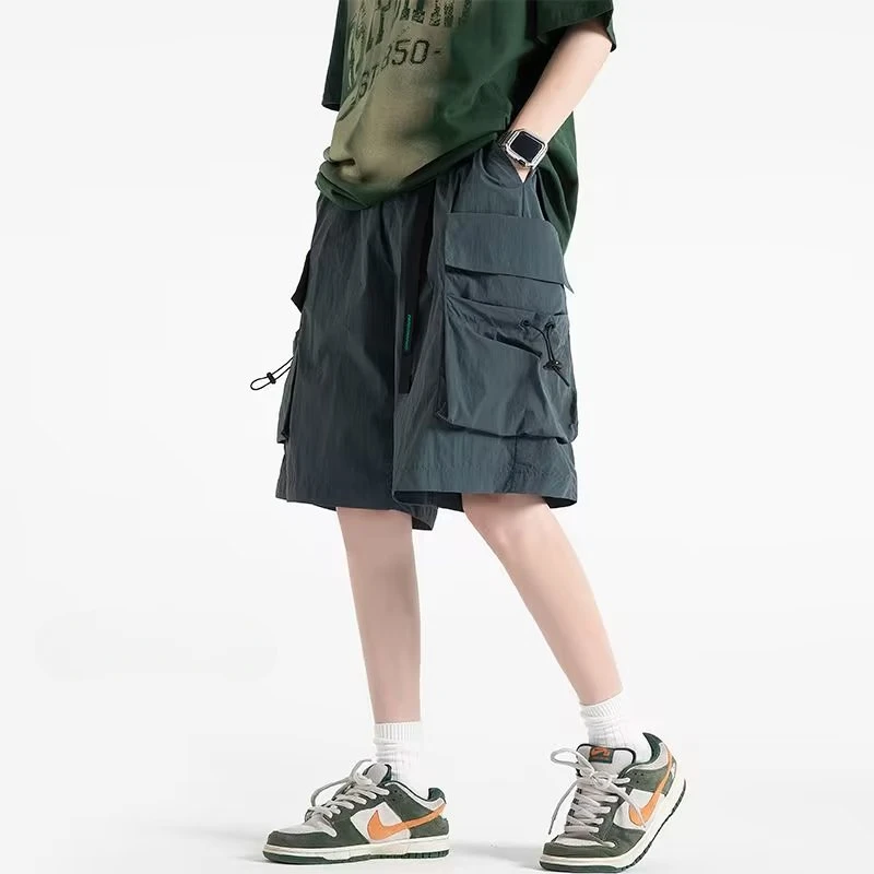 Cargo-Shorts für Herren, Sommer, Baggy, weich, wasserdicht, Taschen, solide, vielseitig, Freizeit, atmungsaktiv, Streetwear, amerikanischer Stil, täglich