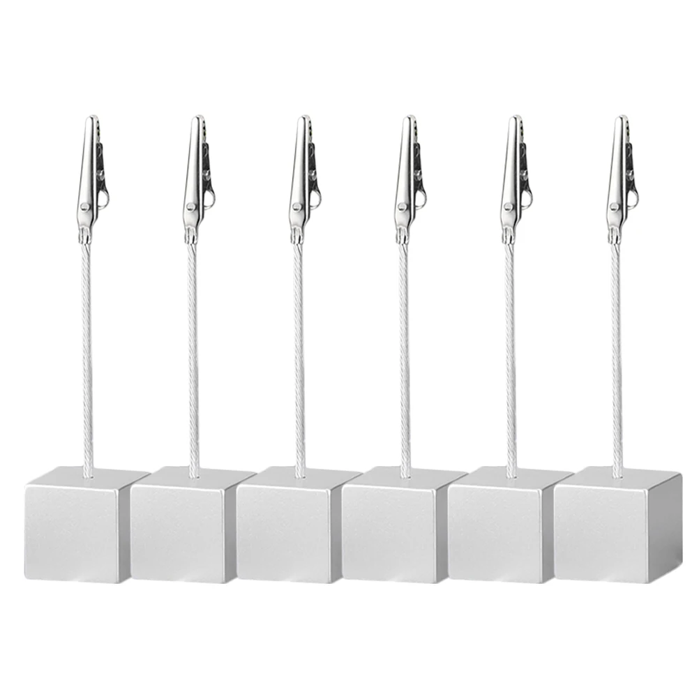 

6 Pcs Photo Folder Square Note Clip Office Holder Resin Metal Place Card Holders