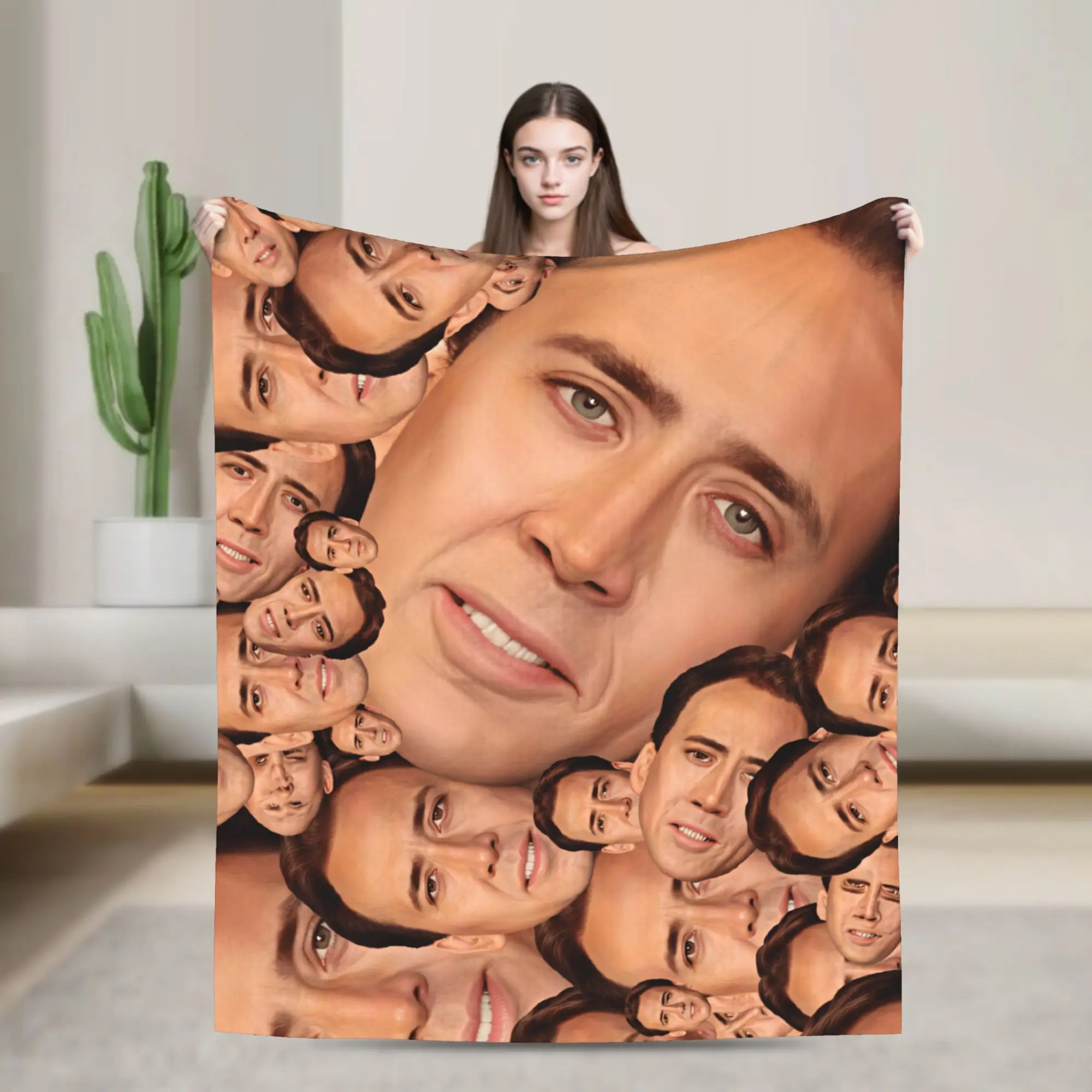 Nicolas Cage Multiple Faces Collage Meme Blanket Quality Soft  Throw Blanket Winter Travel Office Outdoor Trend Bedspread