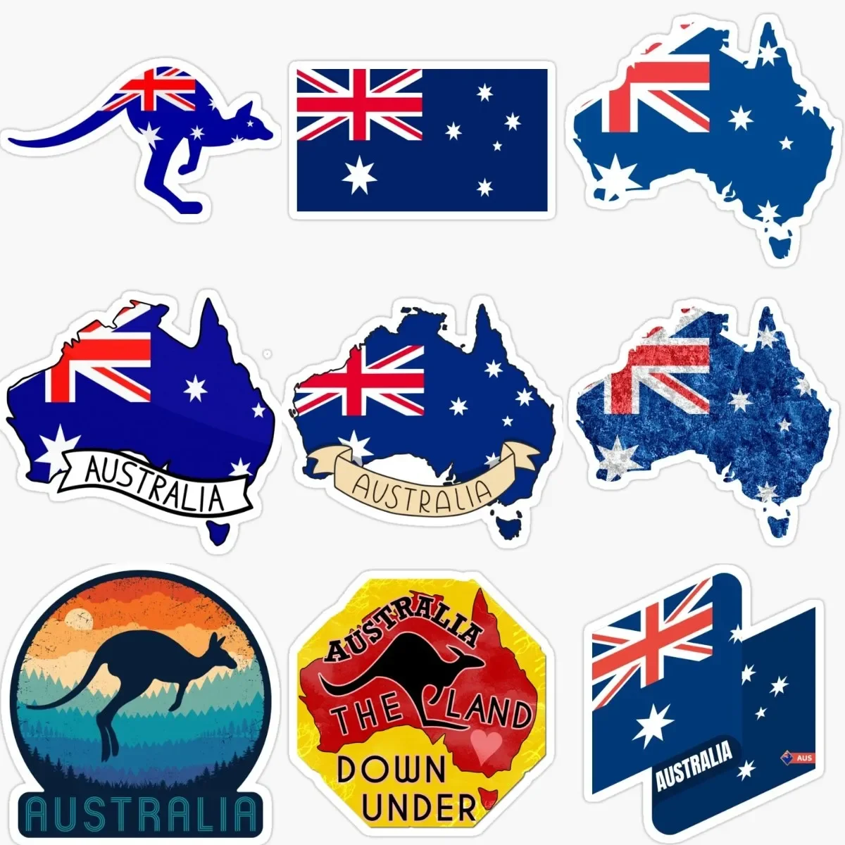 

Creative AUS Australia Flag Map National Emblem Kangaroo PVC Sticker for Decorate Fridge Car Van Helmet Bumper Decal Accessories