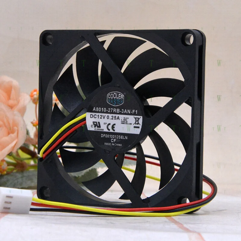 H  1 pcs Cooler Master 12v 0.25A A8010-27RB-3AN-F1 8 cm silent ultra-thin fan.