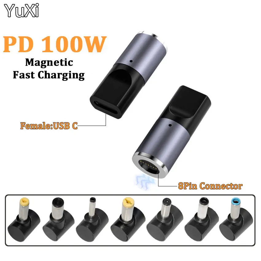 

100W Magnetic Plug Connector USB C to Type C Cable Adapter Fast Charging USB Type C Magnet Converter for Asus Hp Lenovo Laptop