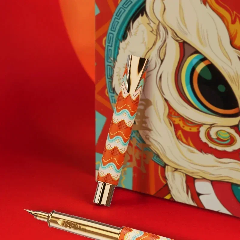 

New N9 Waking Lion Series Wenchuang Portable Metal Pocket Fountain Pen F 0.5mm Business Replaceable Ink Bladder Pen Birthday Gif