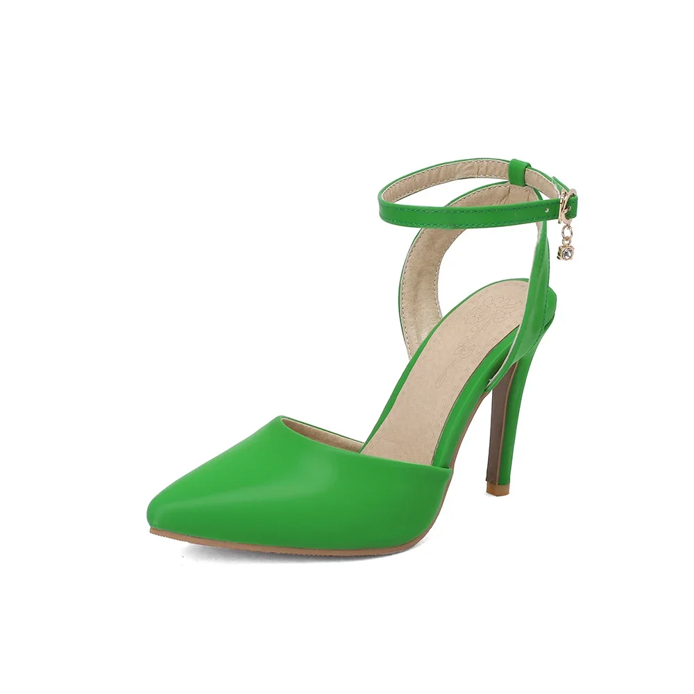 New Summer Elegant Black Green Women Nude Sandals Sexy High Heels Lady Slingback Shoes Plus Big Small Size  32 43 45 50 view 2
