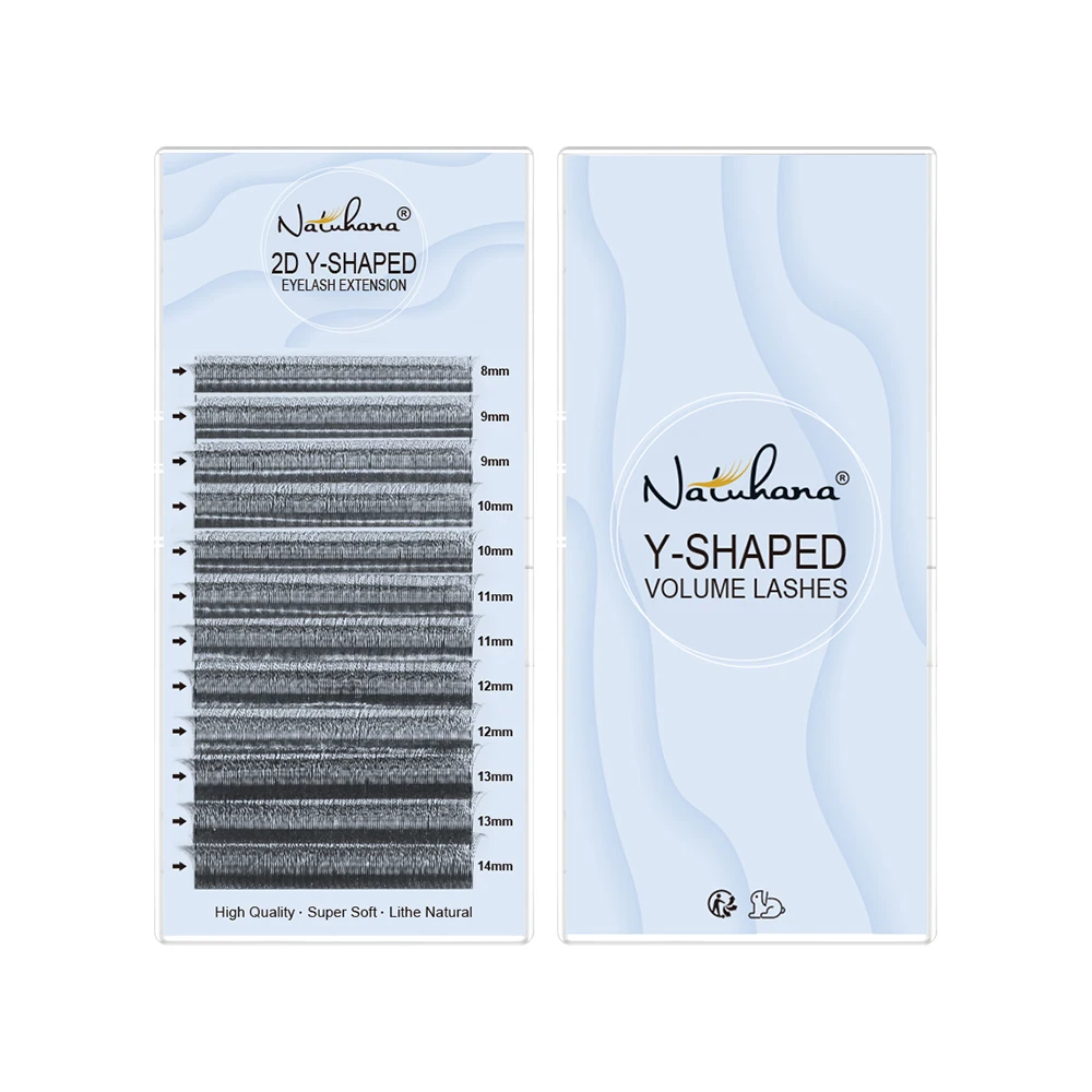 NATUHANA YY Forma Estensioni Ciglia CDL LU(M) Curl Visone Finto Doppia Punta Ciglia Individuale Innesto Facile Y Lash Trucco
