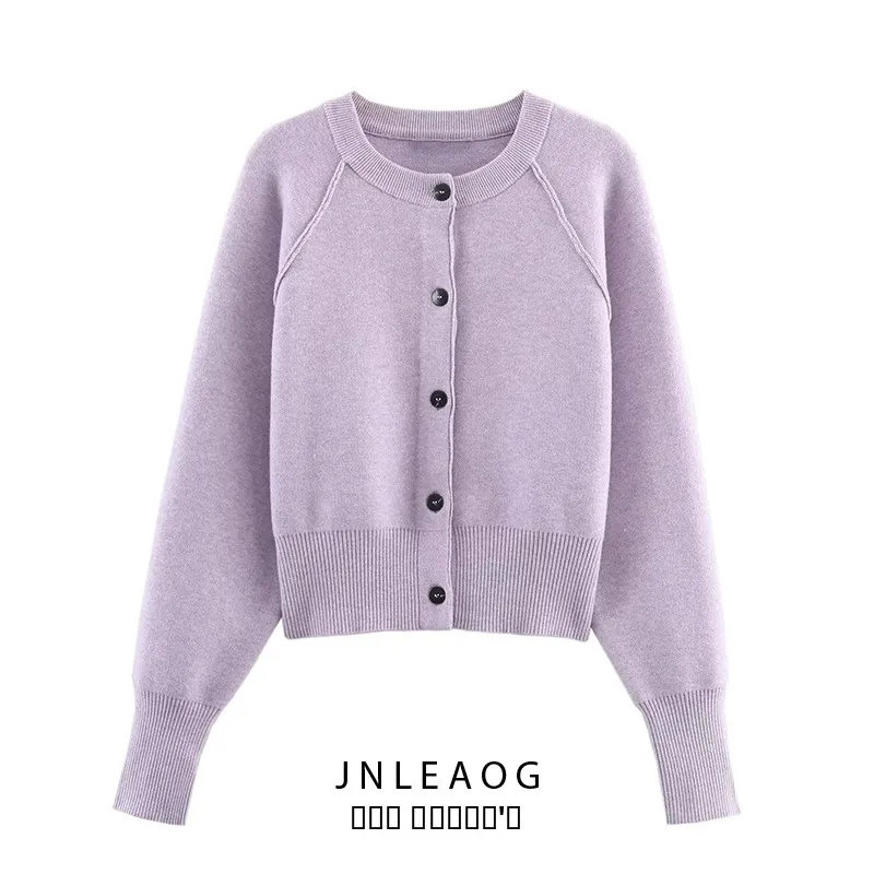 

Faionable ort Knitted Jaet Women's Autumn New Sle JNLEAOG Polyester Fiber Long Sve Open Cardigan Sle Ladies Coat