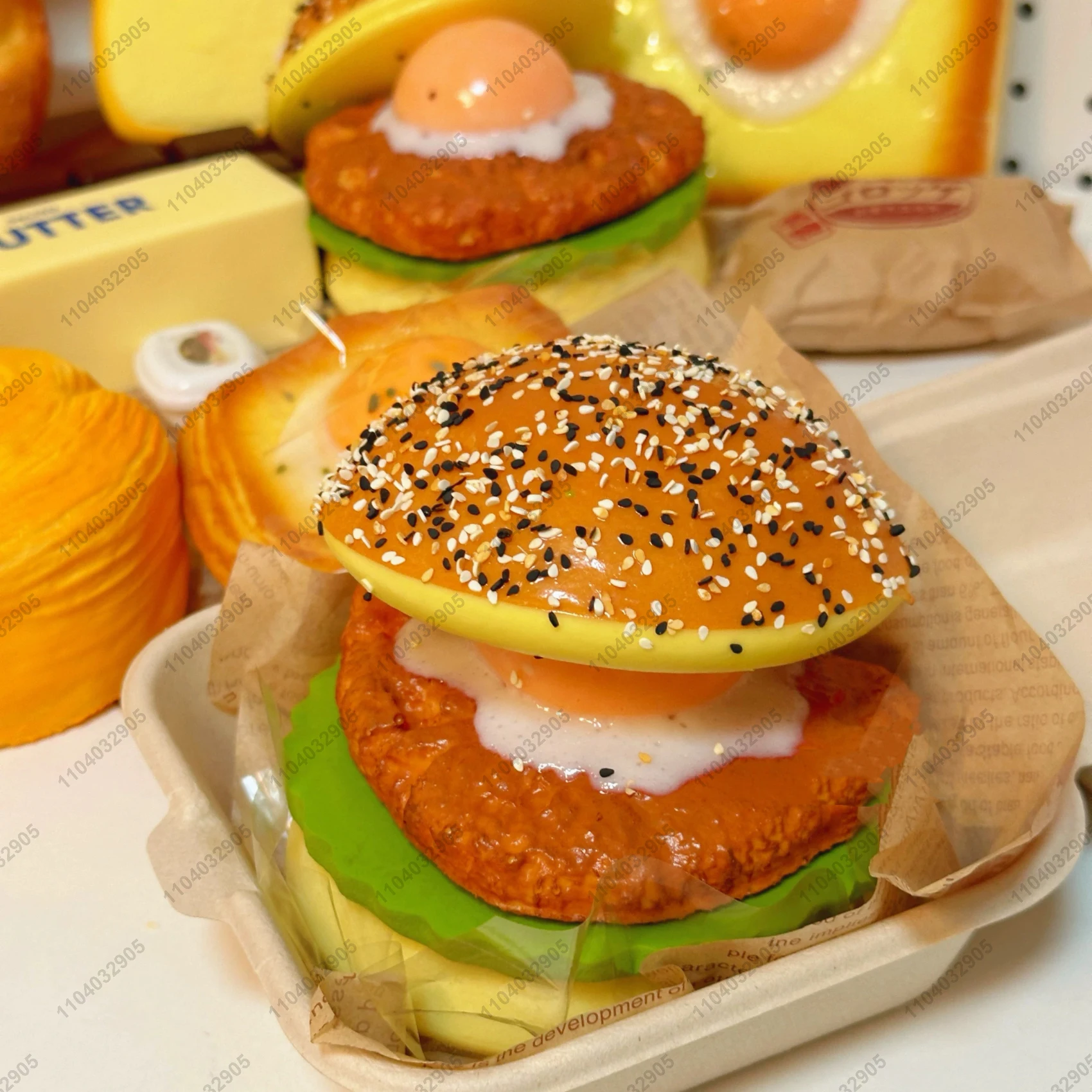 Big Burger Squishy Slow Rising Beef Hamburger Bread Squeeze Toy - Stress Release Hand Relax Toy Layered Slow Rebound view 4