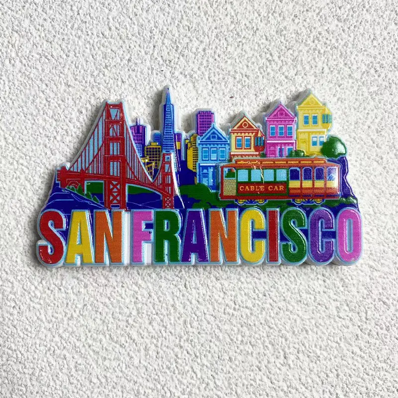 

San Francisco, USA Cultural Tourism Souvenirs3dThree-dimensional Architectural Decoration High-Value Magnetic Fridge Magnet