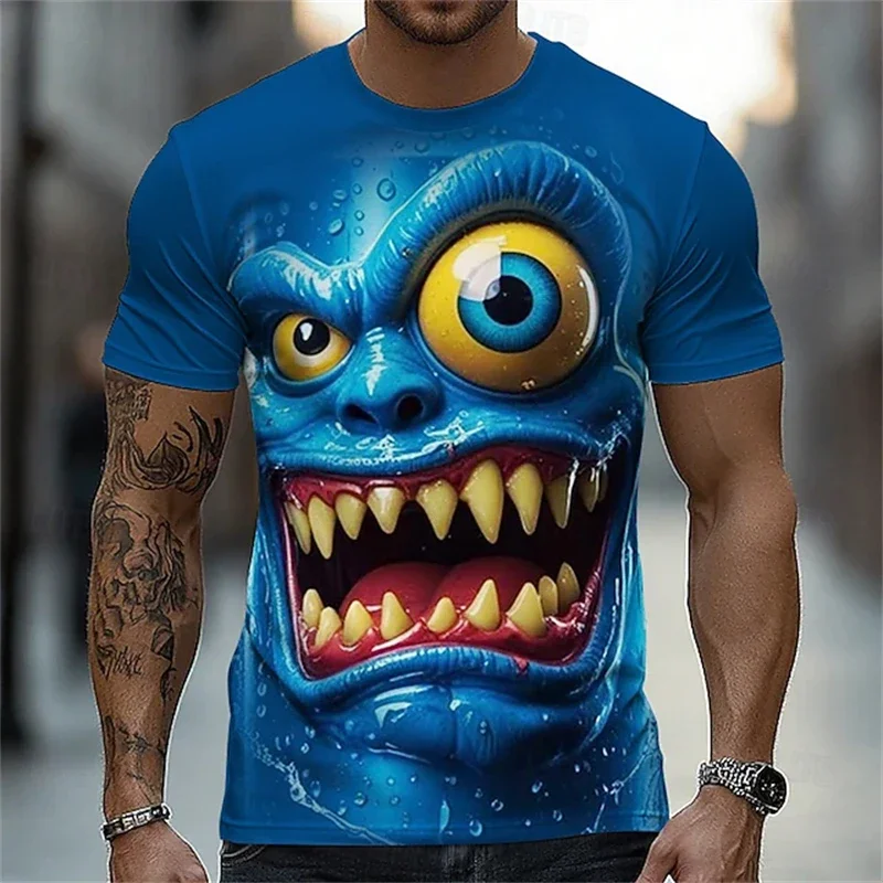 Halloween Horror Print Men's T-Shirt Stylish Casual New Arrival Breathable Short Sleeve Outdoor Holiday Party Oversized Top