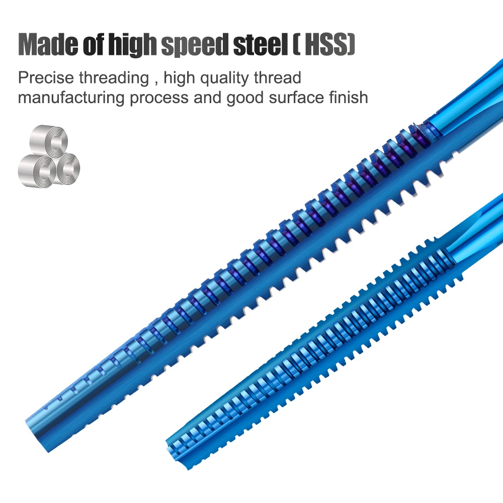 Gewindebohrer Spirale HSS TR8/10/12/14/16 Gewindebohrer Bohrer Nano Blau beschichtet Handgewindebohrer Set HSS Links-/Rechts Handmaschinengewindebohrer – Detail 8
