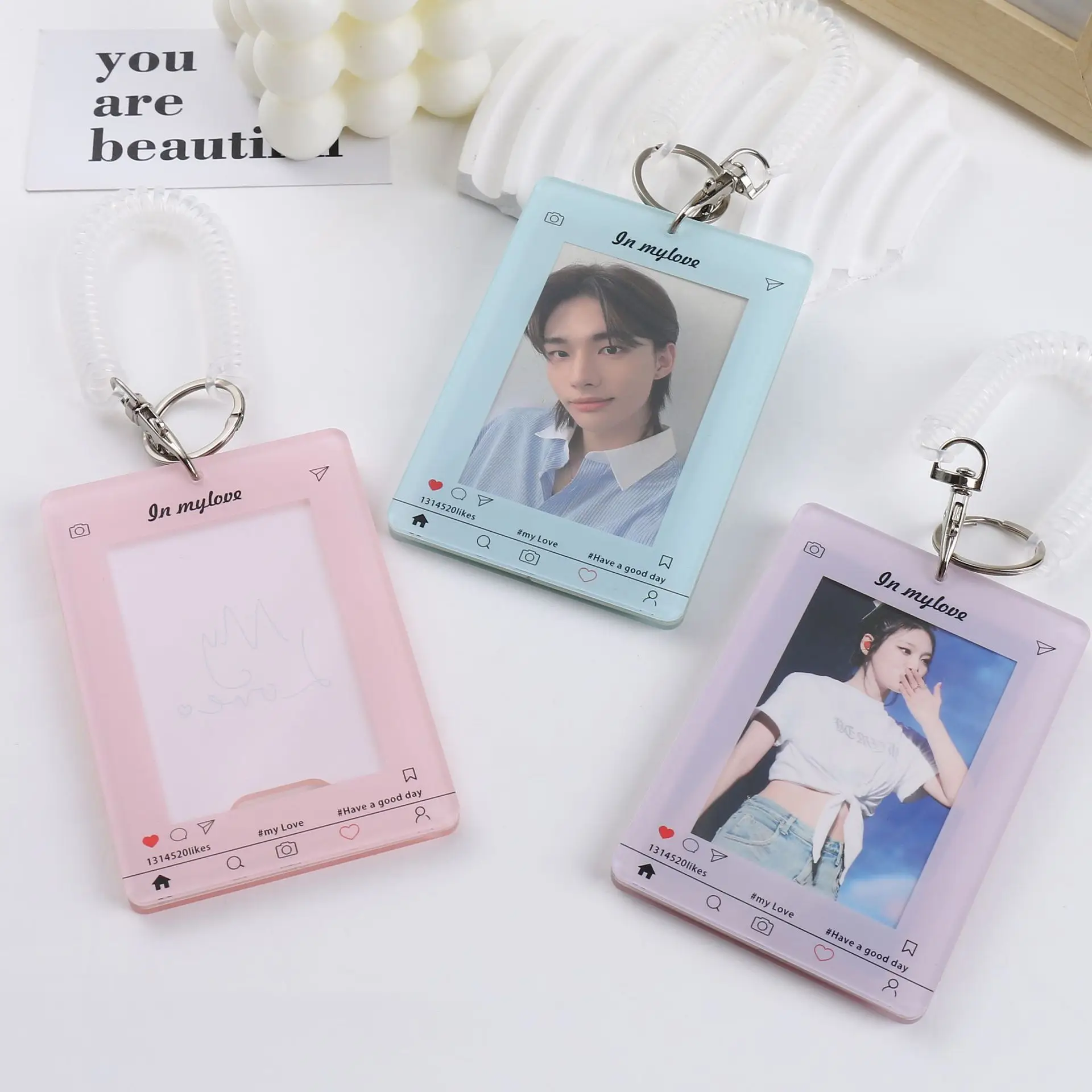 Ins Style Macaron Color Card Brick Deco Card Tray Desktop Protector Acrylic Hard Card Sleeve