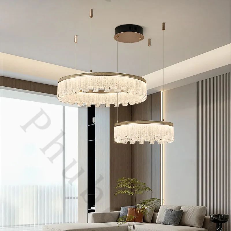 Modern LED Chandelier Light For Bedroom Living Room Luxury Ring Hanging Lamp Home Decor Pendant Light tassel design Lustre Lamp