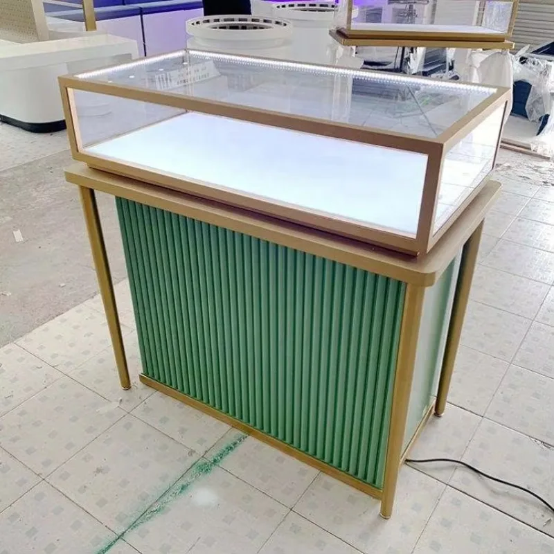 Stainless Steel Tempered Glass LED Environmentally Friendly Luxury Jewelry Display Cabinet Heavy Duty Display Cabinet