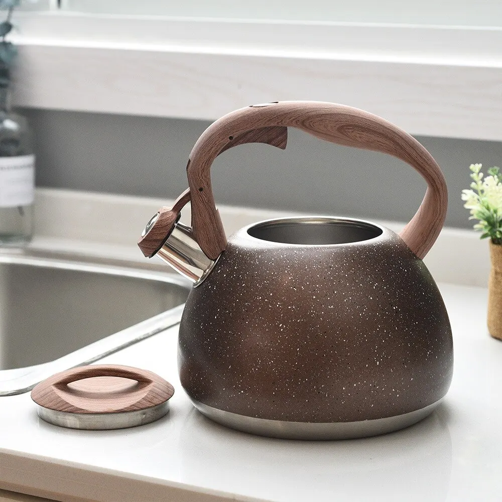 

1 шт., 3 л, чайник из нержавеющей стали со свистком и термостойкой ручкой для газовых индукционных плит