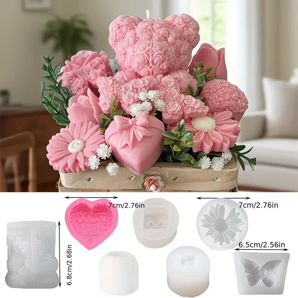 

Силиконовая форма для букета цветов идеально подходит для изготовления свечей ручной работы, изделий из смолы и гипсовых поделок в День святого Валентина.