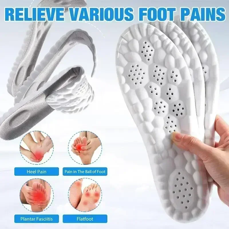 Advanced 4D Tech Insoles: Cloud Cushioning, Breathable & Shock-Absorbing - Trim-to-Fit All Footwear